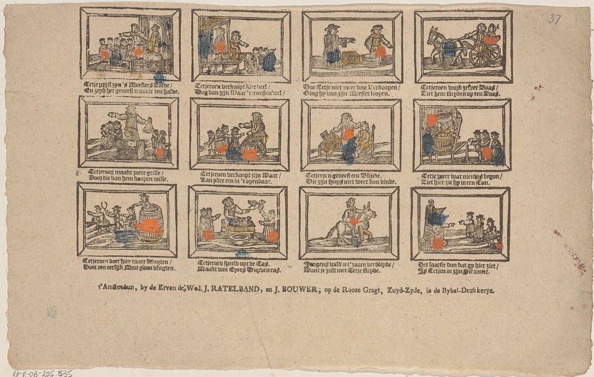 [Jongens wil je vreugd vermeeren, Wild in deze print studeeren, Want het is van Tetjeroen, Die een yder kon voldoen]