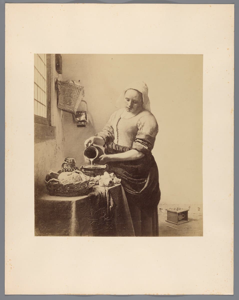 Fotografische reproductie van het Melkmeisje van Johannes Vermeer
